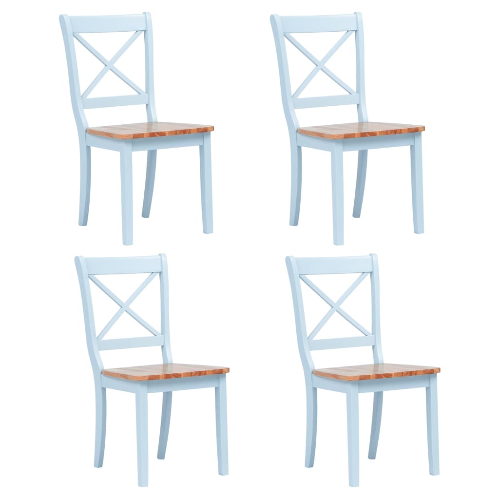 Chaises à manger lot de 4 gris et bois clair bois hévéa massif - XIOS