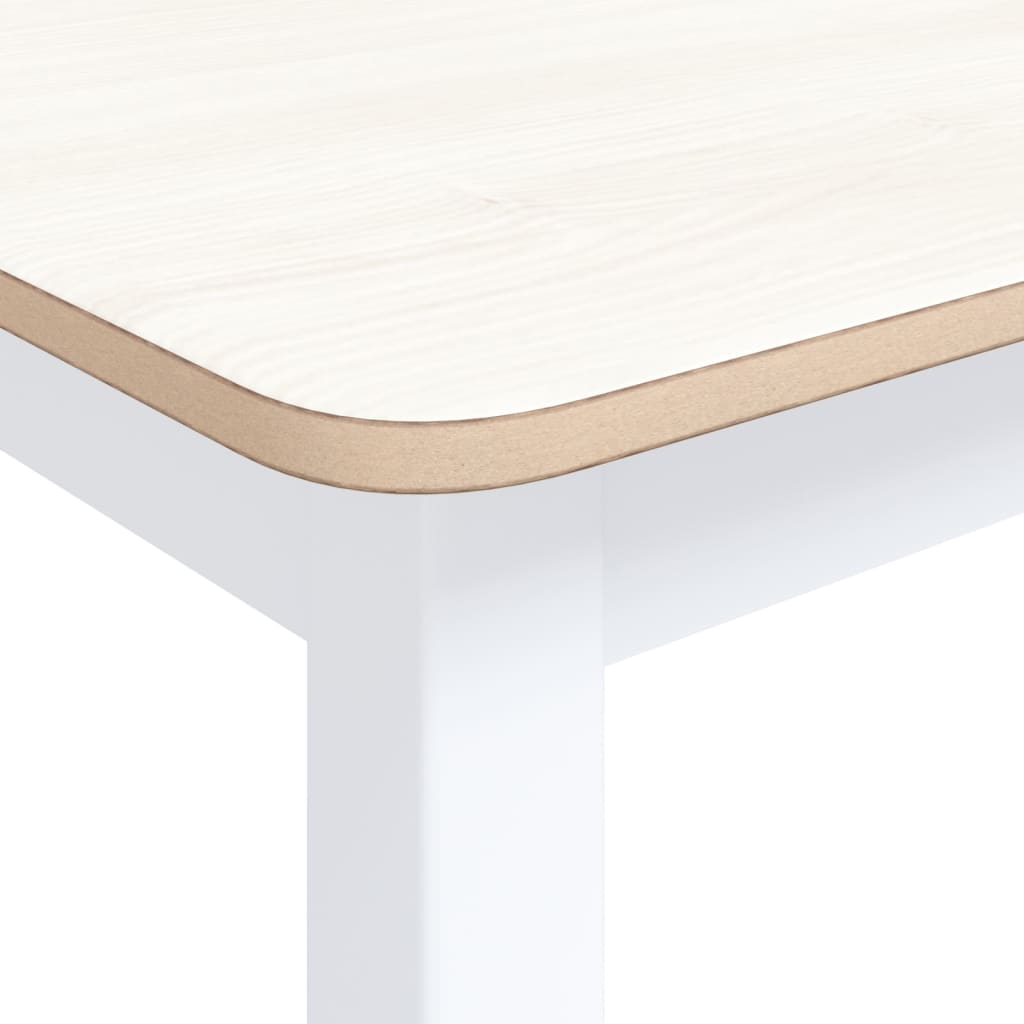 Table à manger Blanc et marron 114x71x75 cm Bois d'hévéa massif - XIOS