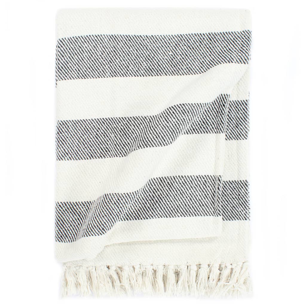 Couverture Coton Rayures 220x250 cm Anthracite Couvertures vidaXL