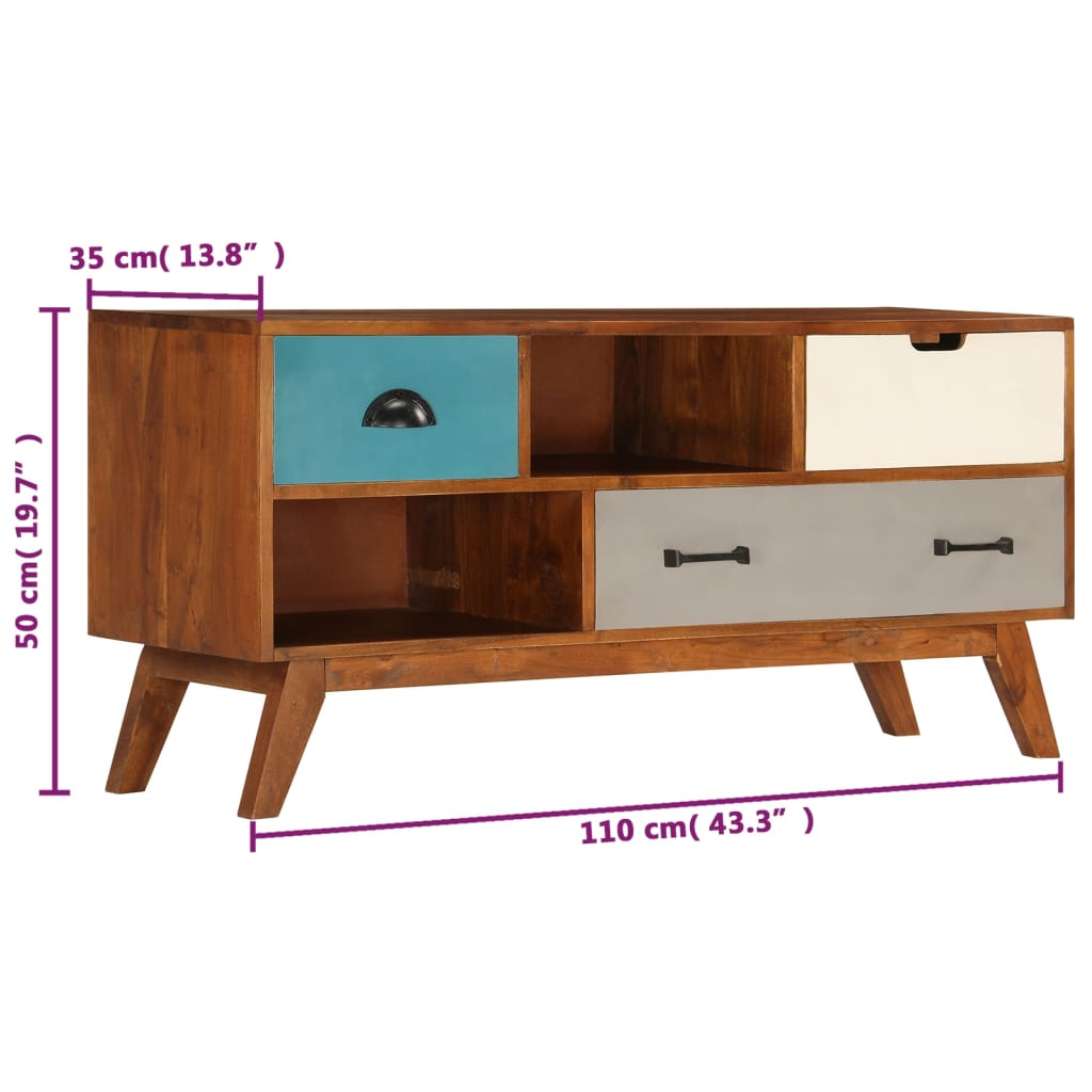 Meuble TV avec 3 tiroirs 110x35x50 cm Bois d'acacia solide - XIOS