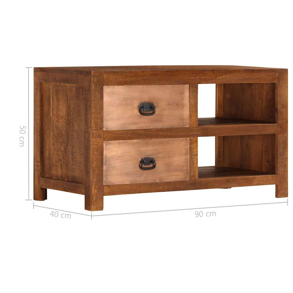 Table basse avec 2 tiroirs 90x40x50 cm bois solide de manguier - XIOS