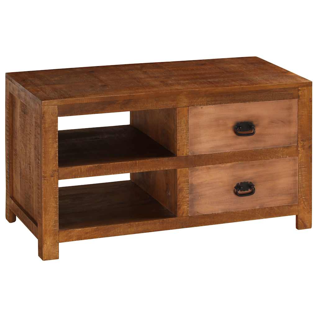 Table basse avec 2 tiroirs 90x40x50 cm bois solide de manguier - XIOS