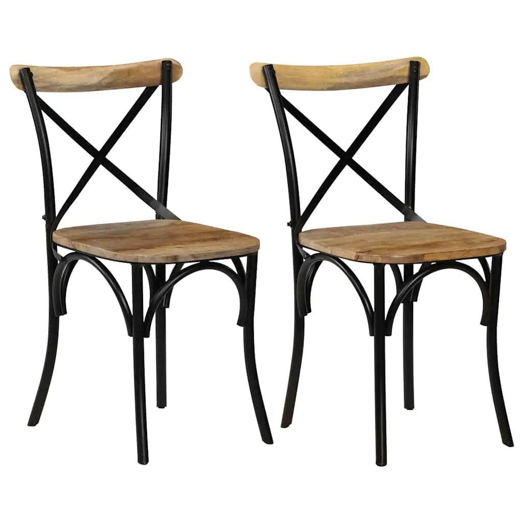 Chaises à dossier croisé lot de 2 noir bois de manguier solide - XIOS
