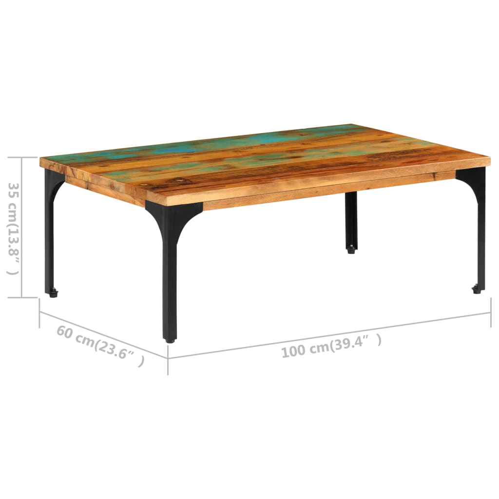 Table basse 100x60x35 cm Bois de récupération solide - XIOS