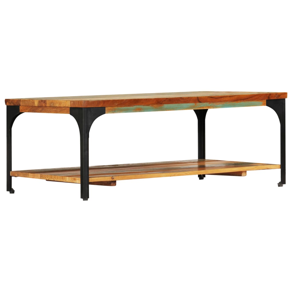 Table basse et étagère 100x60x35 cm Bois de récupération solide - XIOS