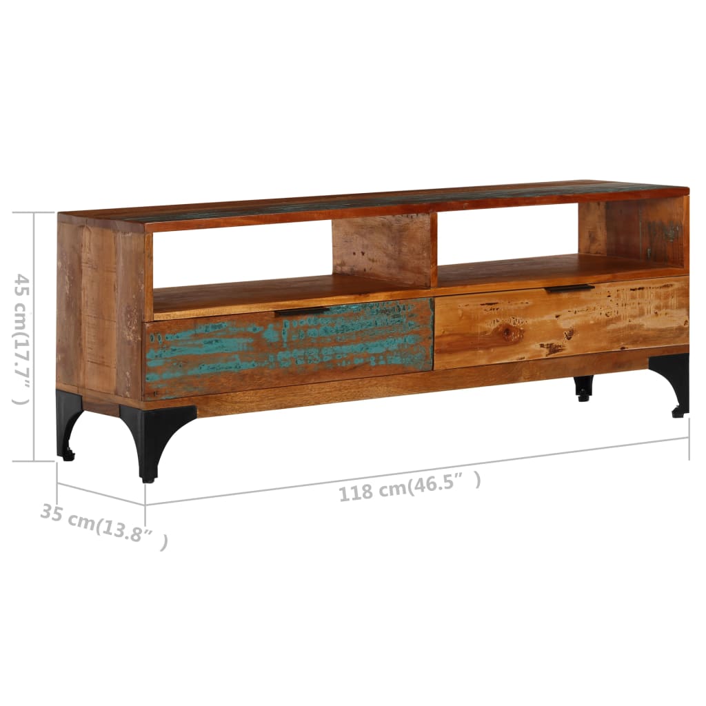 Meuble TV 118x35x45 cm Bois de récupération massif - XIOS