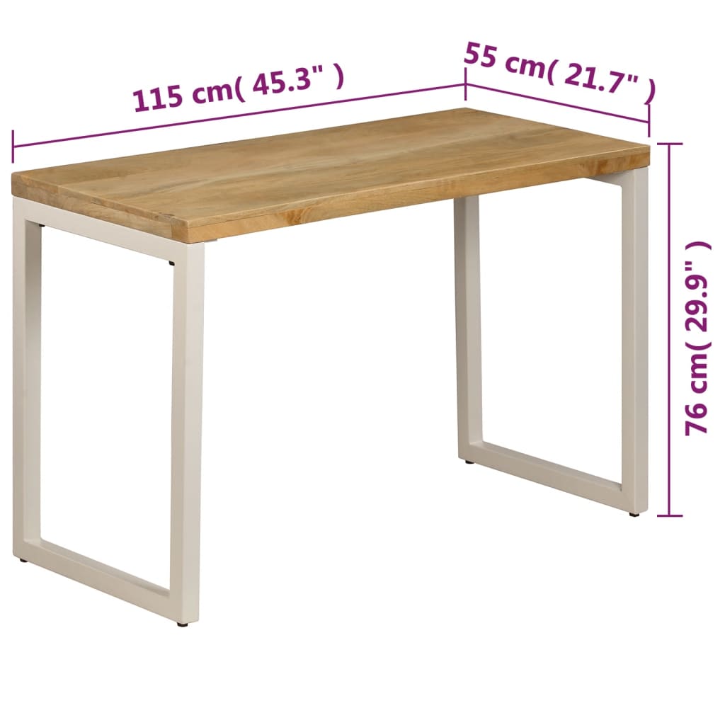 Table à manger 115x55x76 cm Bois de manguier massif et acier - XIOS