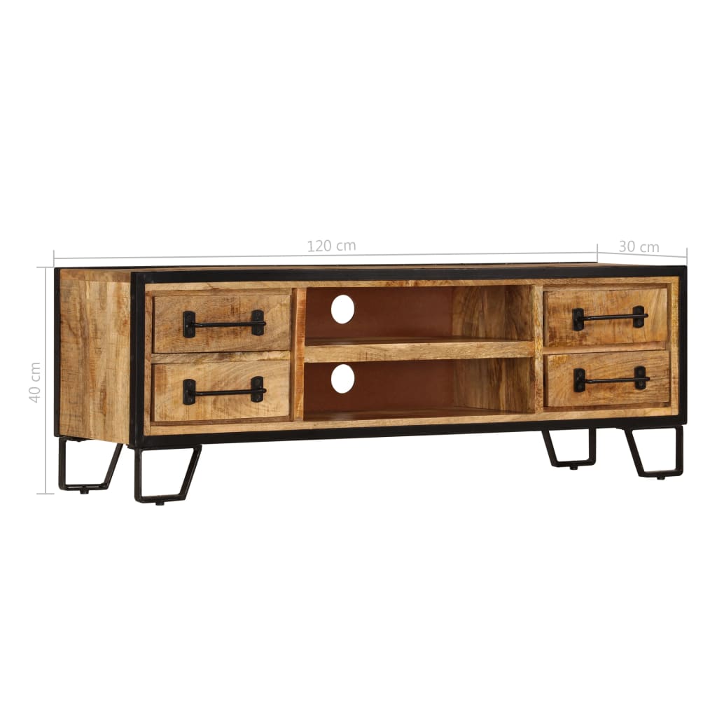 Meuble TV avec tiroirs 120x30x40 cm Bois massif de manguier - XIOS