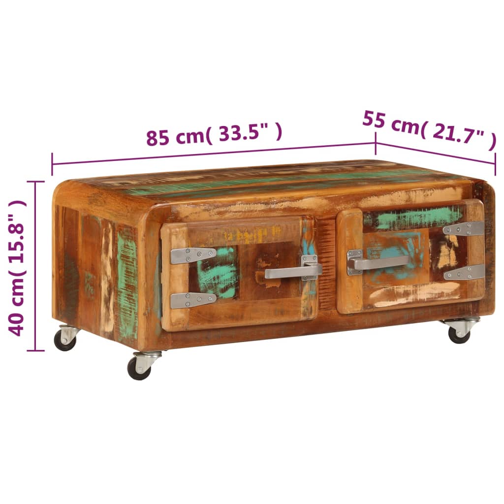 Table basse 85x55x40 cm Bois de récupération massif - XIOS