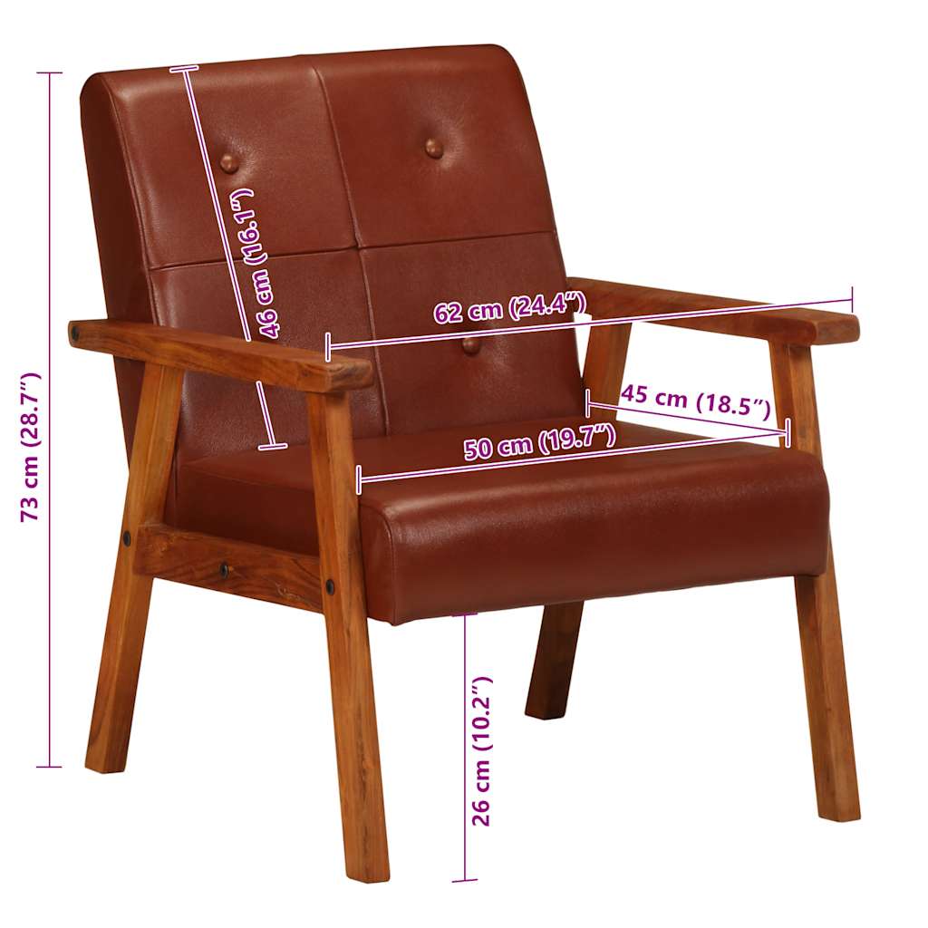 Fauteuil marron cuir véritable - XIOS