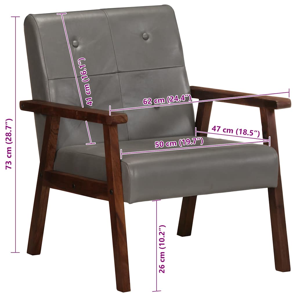 Fauteuil gris cuir véritable - XIOS