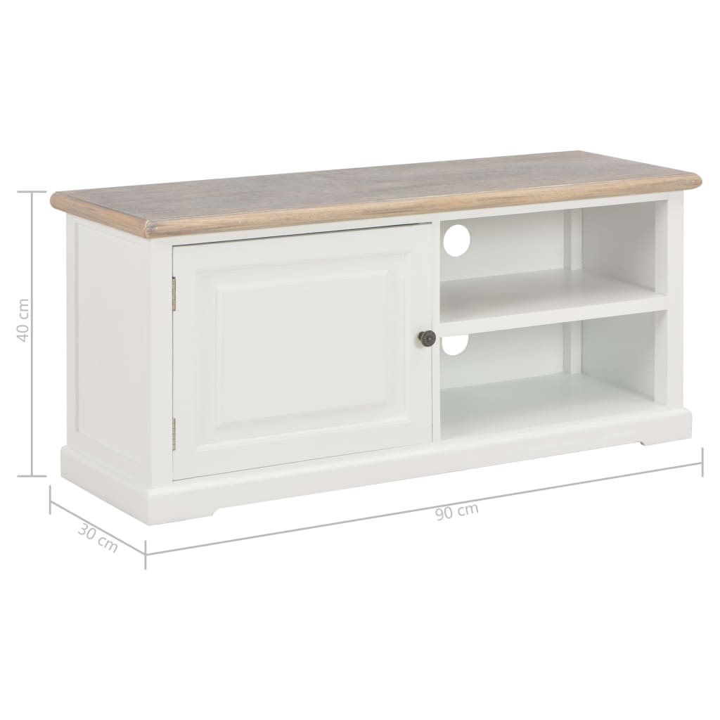 Meuble TV Blanc 90x30x40 cm Bois - XIOS