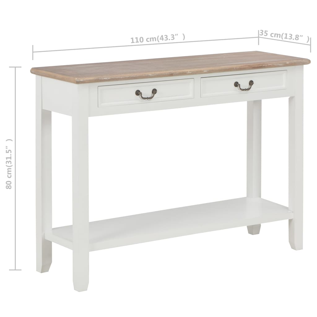 Table console Blanc 110x35x80 cm Bois - XIOS