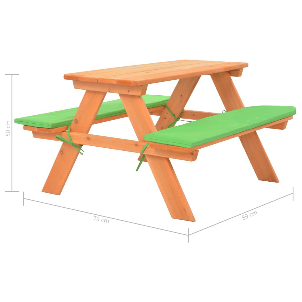 Table de pique-nique pour enfants avec bancs 89x79x50 cm Sapin - XIOS