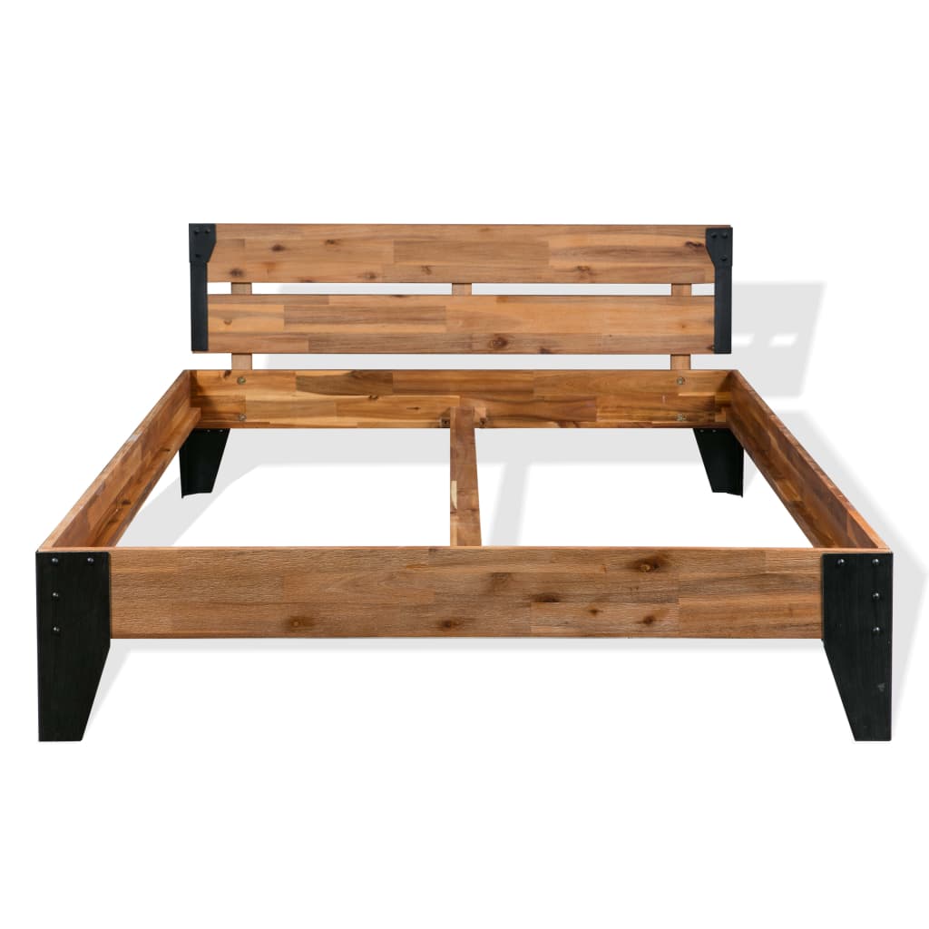 Cadre de lit sans matelas bois d'acacia massif acier 152x203 cm - XIOS