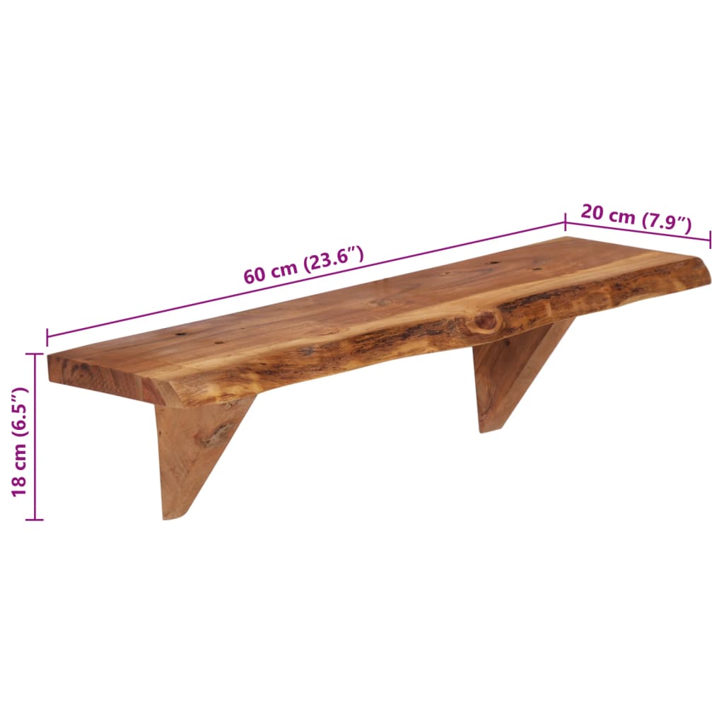 Étagères murales 2 pcs 60x20x18 cm Bois d'acacia massif - XIOS
