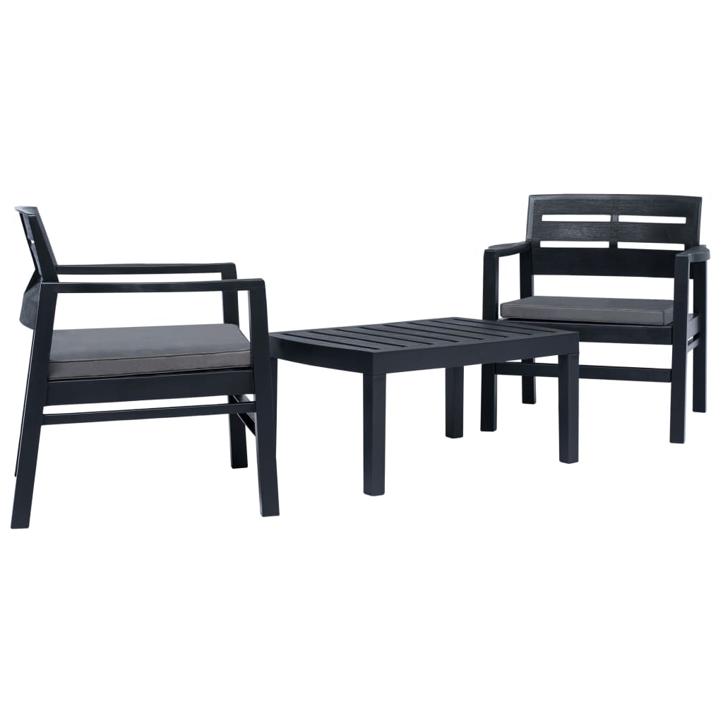 Salon de jardin 3 pcs Plastique Anthracite - XIOS