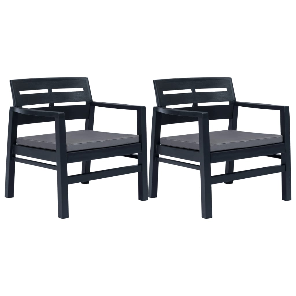Salon de jardin 3 pcs Plastique Anthracite - XIOS