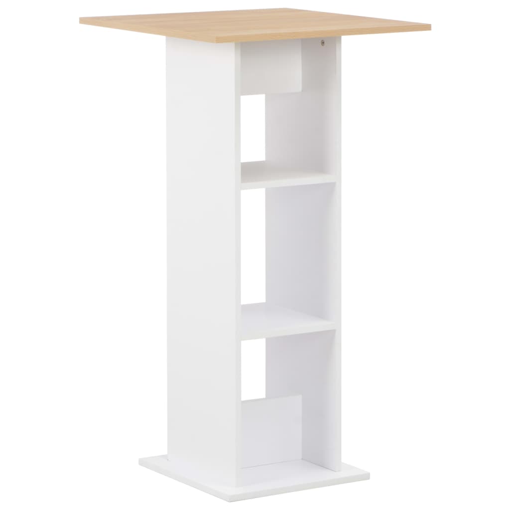 Table de bar Blanc et chêne Sonoma 60x60x110 cm - XIOS