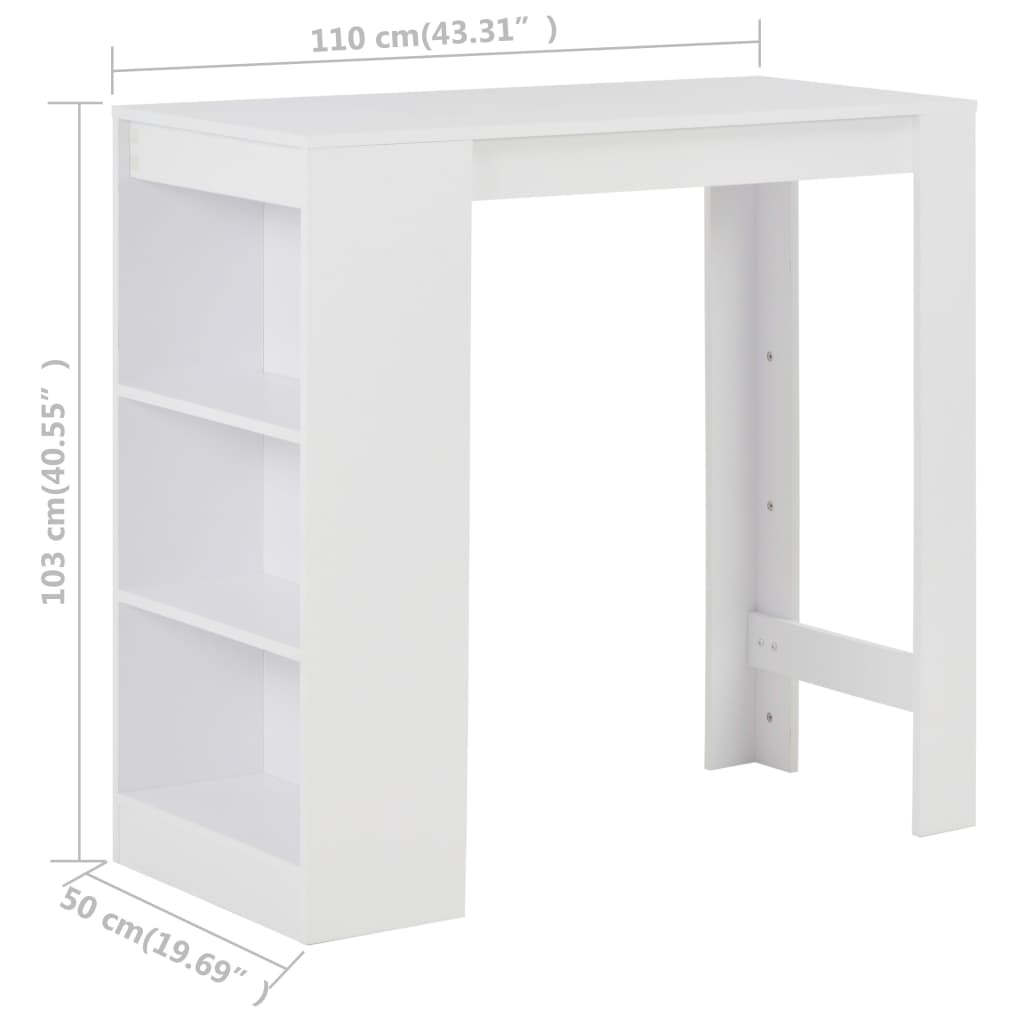 Table de bar avec étagère Blanc 110x50x103 cm - XIOS