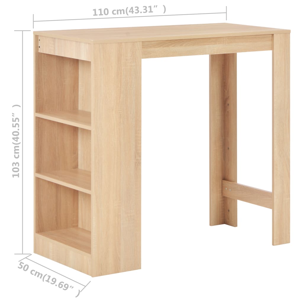 Table de bar avec étagère Chêne 110x50x103 cm - XIOS