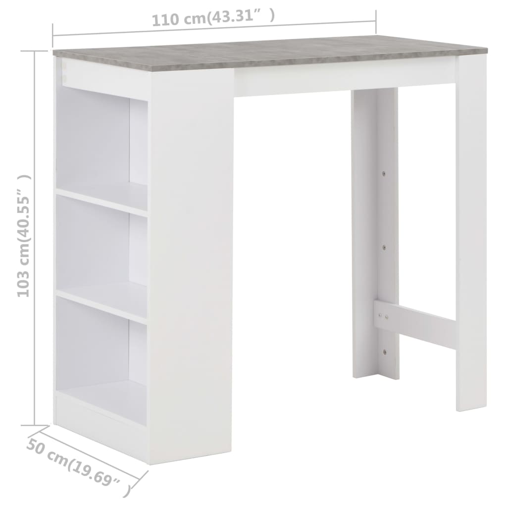 Table de bar avec étagère Blanc 110x50x103 cm - XIOS