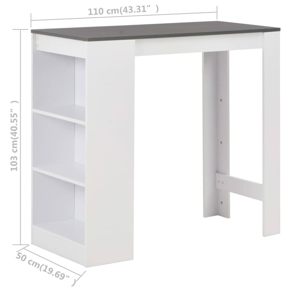 Table de bar avec étagère Blanc 110x50x103 cm - XIOS