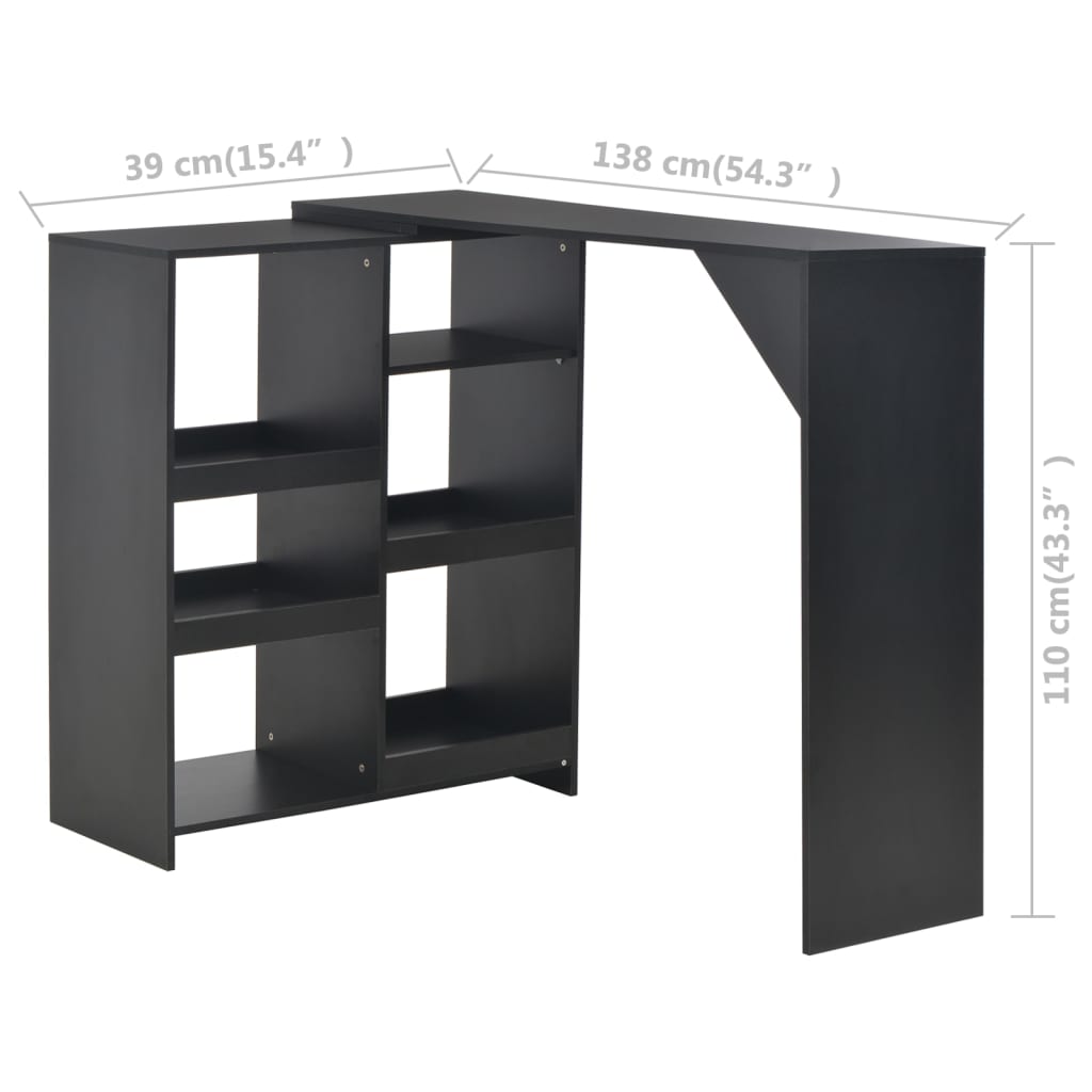 Table de bar avec tablette amovible Noir 138x39x110 cm - XIOS
