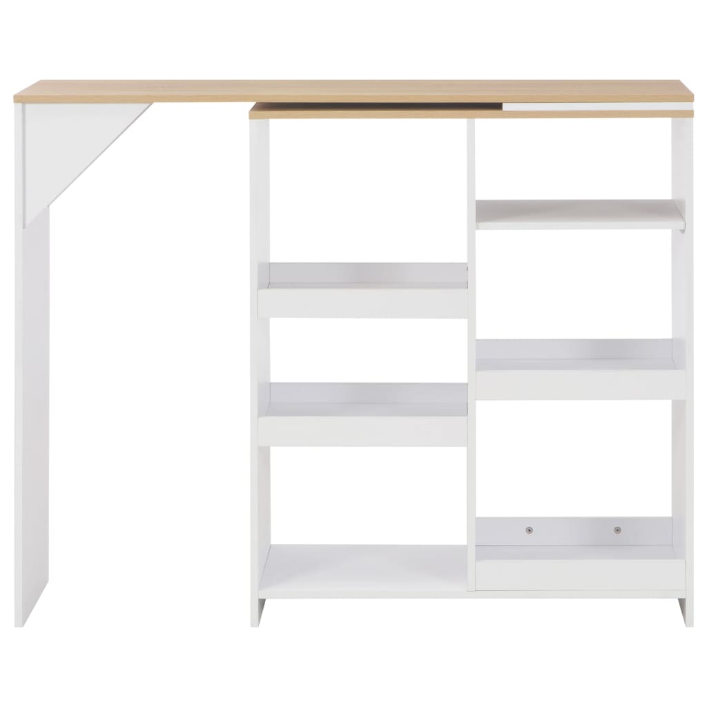 Table de bar avec tablette amovible Blanc 138x39x110 cm - XIOS