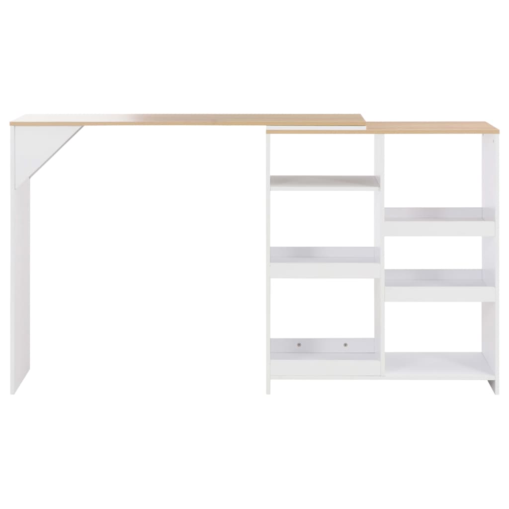 Table de bar avec tablette amovible Blanc 138x39x110 cm - XIOS