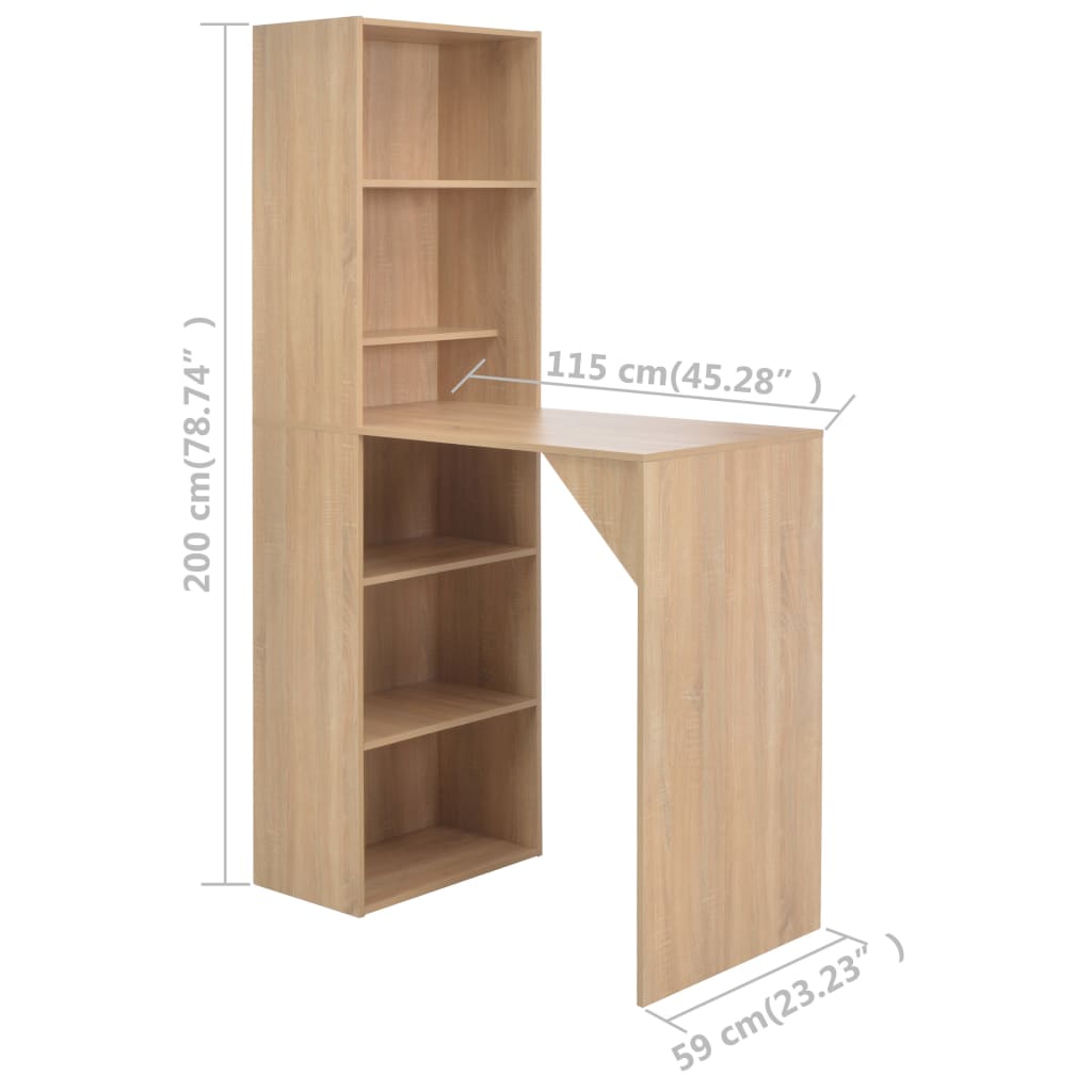 Table de bar avec armoire Chêne 115x59x200 cm - XIOS