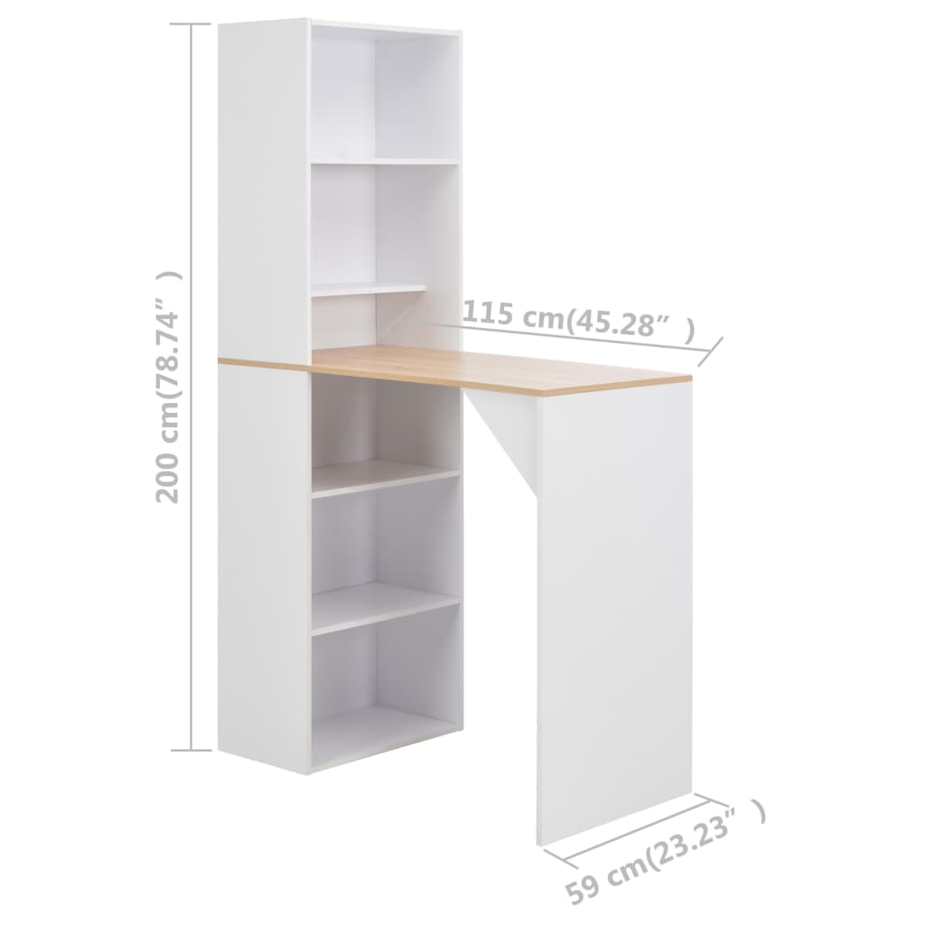 Table de bar avec armoire Blanc 115x59x200 cm