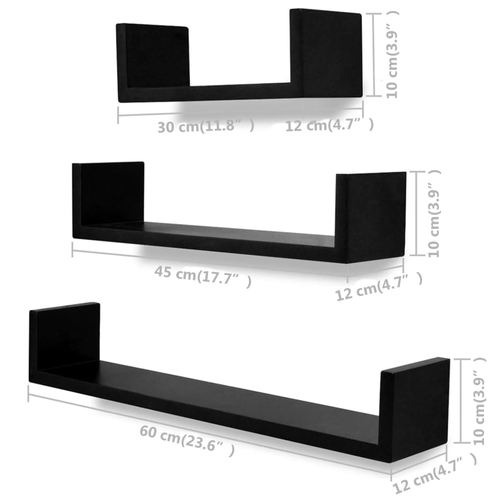 Étagères murales 6 pcs Noir - XIOS
