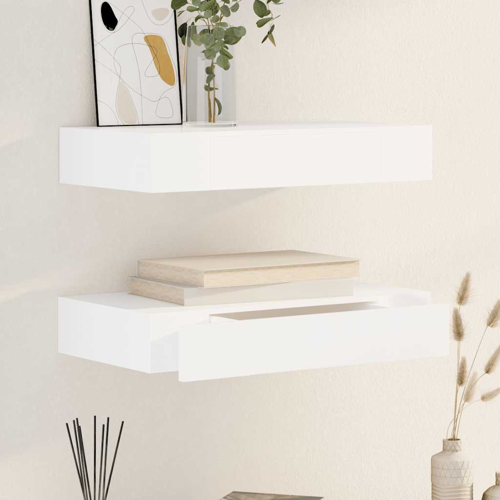 Étagères murales avec tiroirs 2 pcs Blanc 48 cm - XIOS