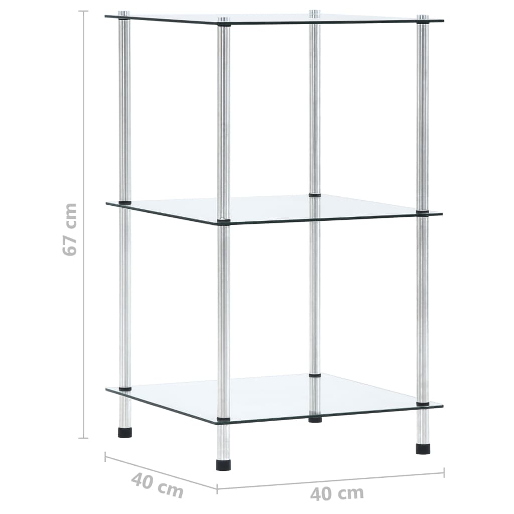Étagère 3 niveaux Transparent 40x40x67 cm Verre trempé Bibliothèques vidaXL