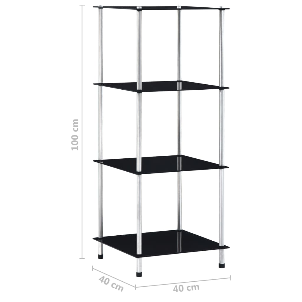 Étagère 4 niveaux Noir 40x40x100 cm Verre trempé Bibliothèques vidaXL