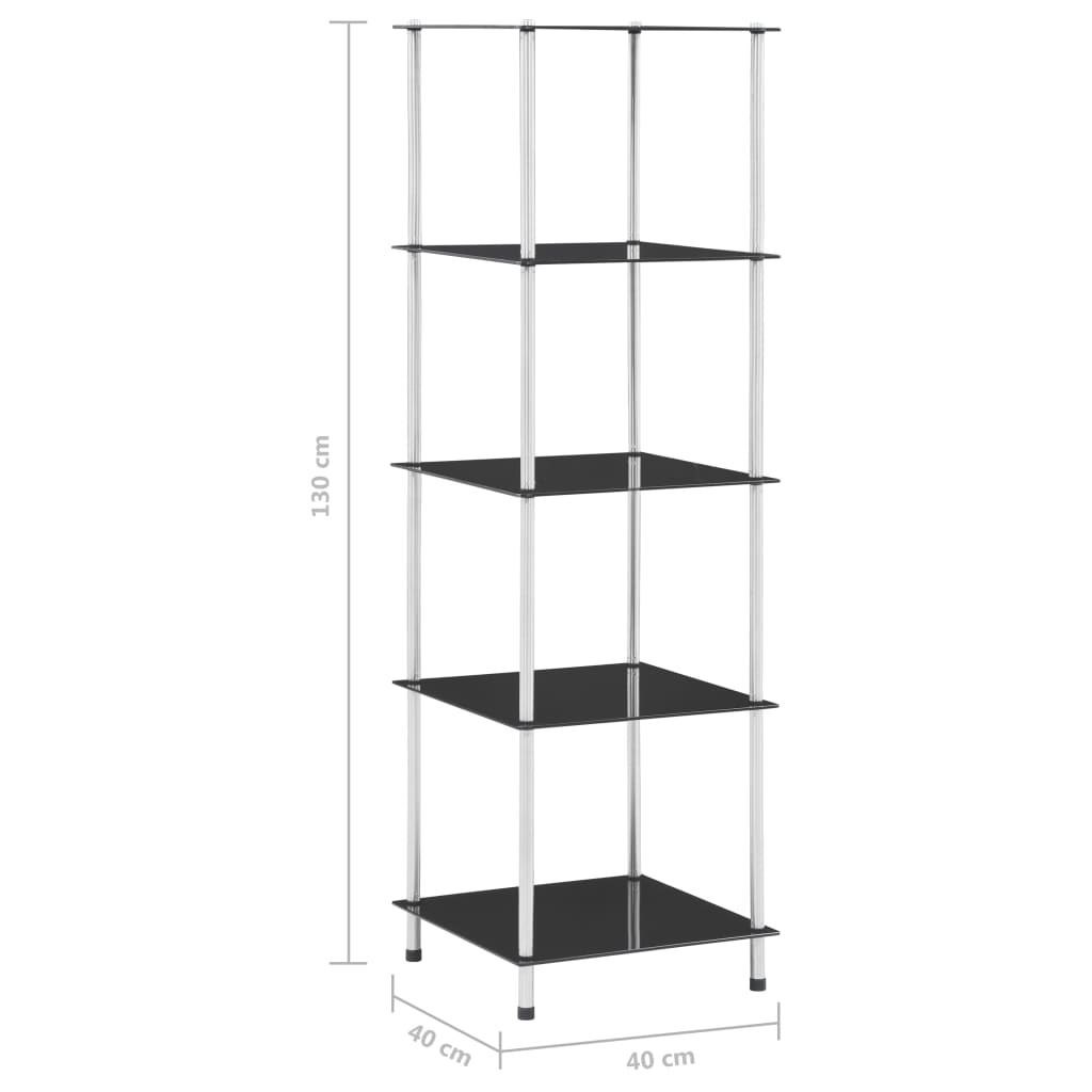 Étagère 5 niveaux Noir 40x40x130 cm Verre trempé Bibliothèques vidaXL