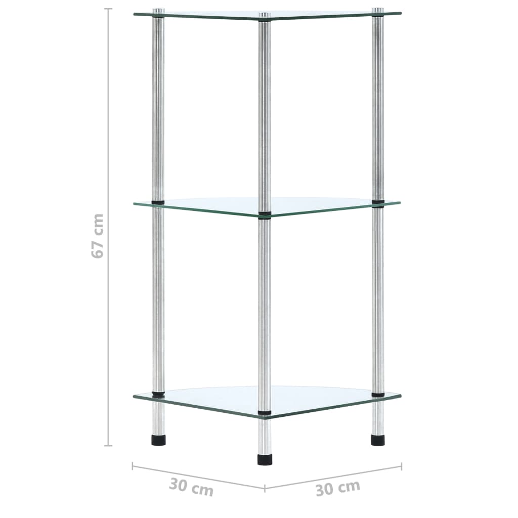 Étagère 3 niveaux Transparent 30x30x67 cm Verre trempé Bibliothèques vidaXL