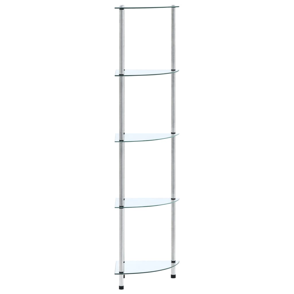 Étagère 5 niveaux Transparent 30x30x130 cm Verre trempé - XIOS