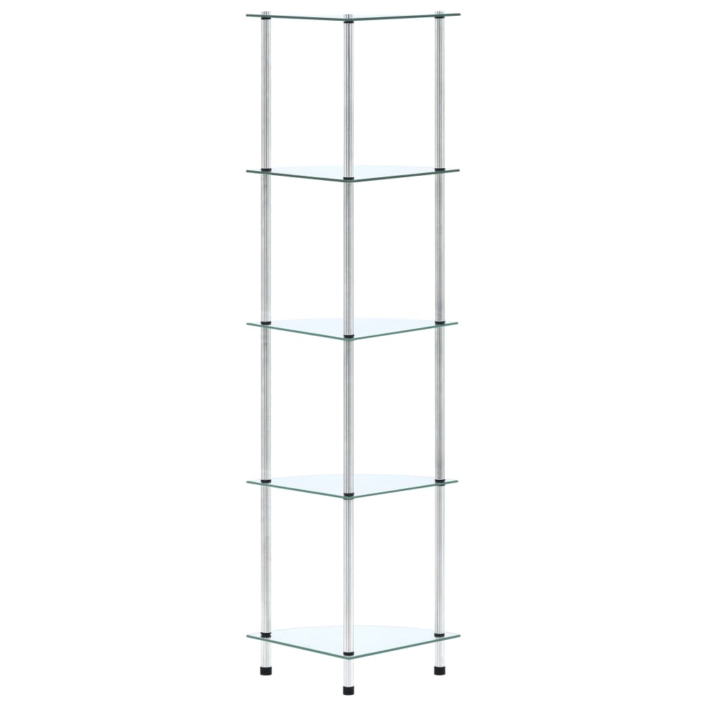 Étagère 5 niveaux Transparent 30x30x130 cm Verre trempé - XIOS