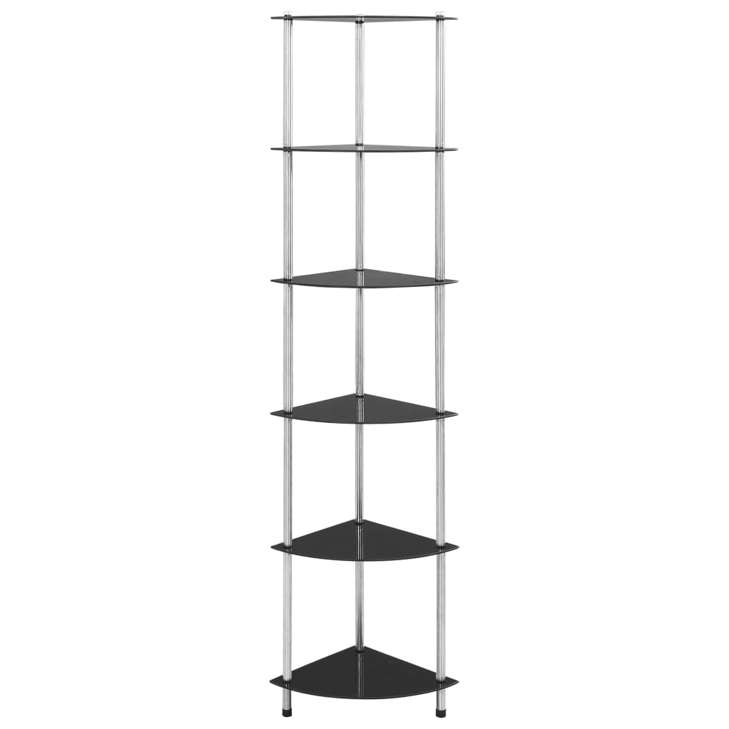 Étagère à 6 niveaux Noir 30x30x160 cm Verre trempé - XIOS