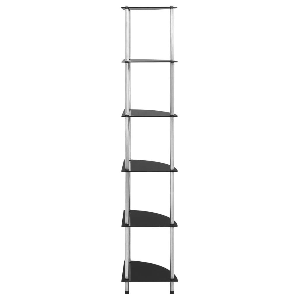 Étagère à 6 niveaux Noir 30x30x160 cm Verre trempé - XIOS