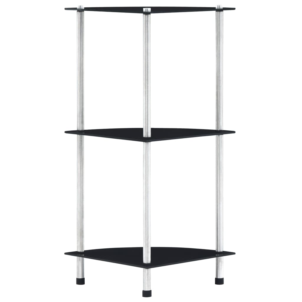 Étagère 3 niveaux Noir 30x30x67 cm Verre trempé - XIOS