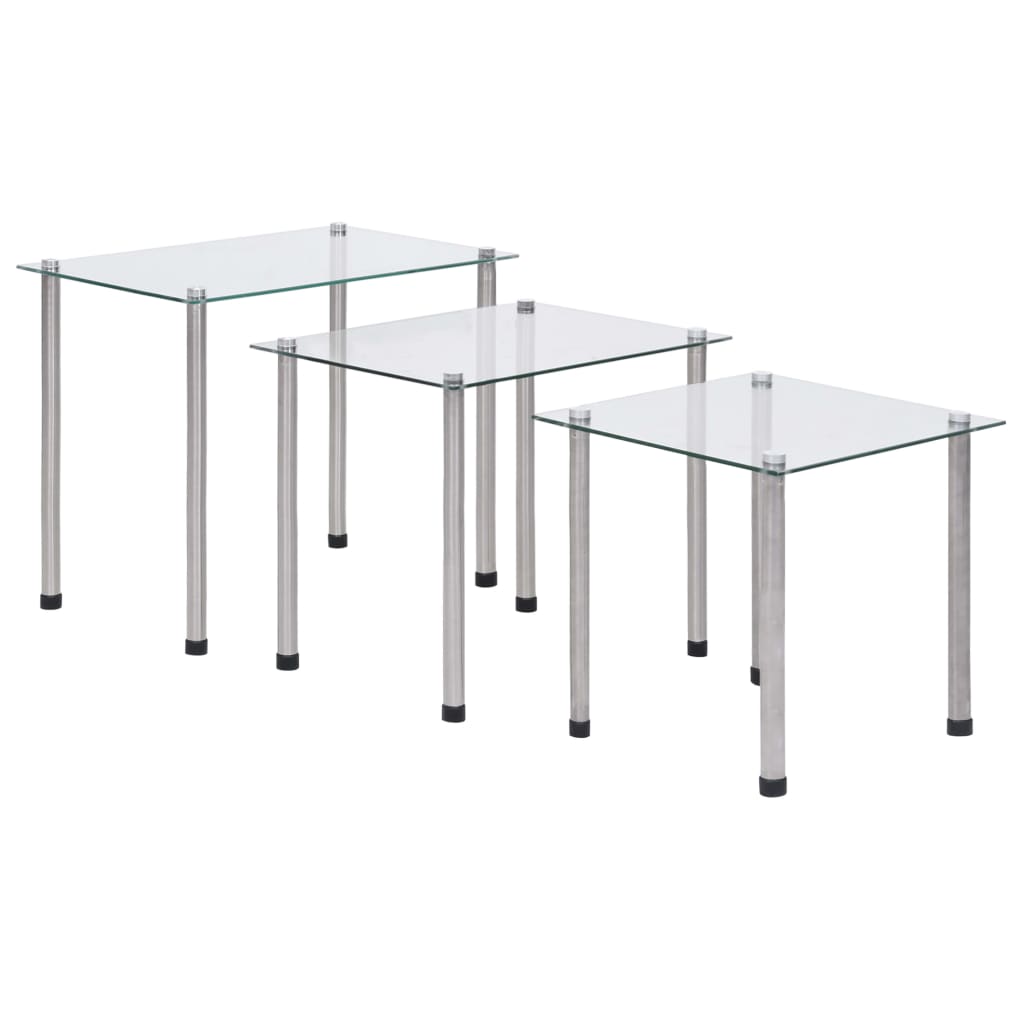 Tables gigognes 3 pcs Transparent Verre trempé - XIOS