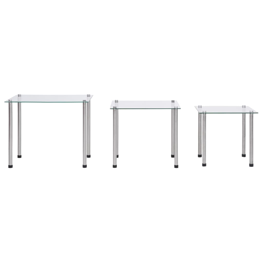Tables gigognes 3 pcs Transparent Verre trempé - XIOS