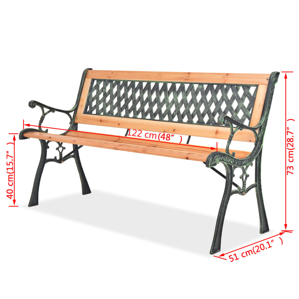 Banc de jardin 122 cm Bois Bancs de jardin vidaXL