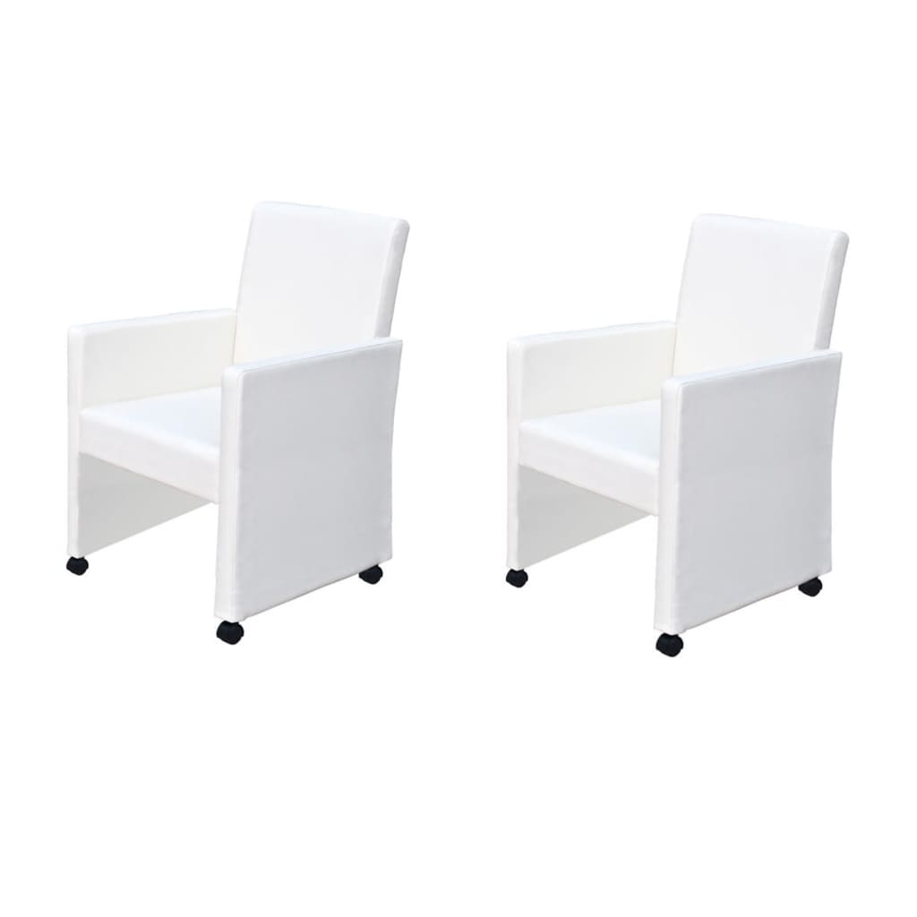 Chaises à manger lot de 2 blanc similicuir - XIOS