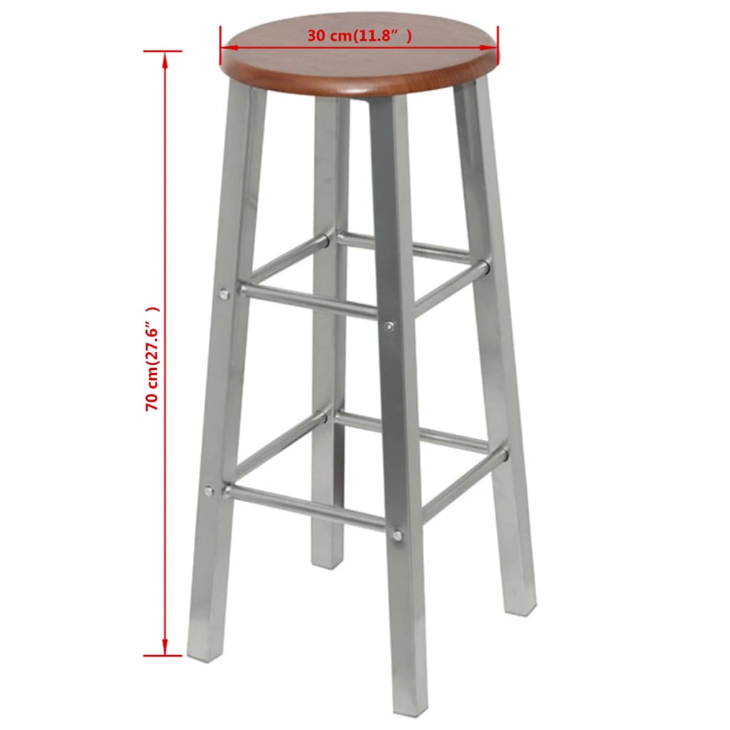 Tabouret de bar lot de 2 métal avec siège en MDF - XIOS