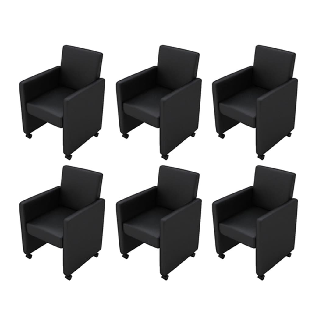 Chaises à manger lot de 6 noir similicuir - XIOS