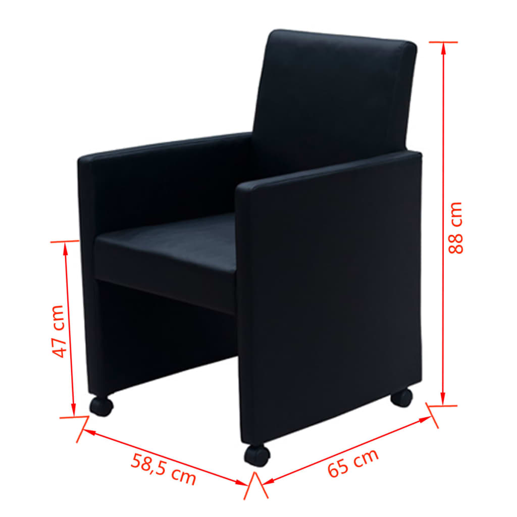 Chaises à manger lot de 6 noir similicuir - XIOS